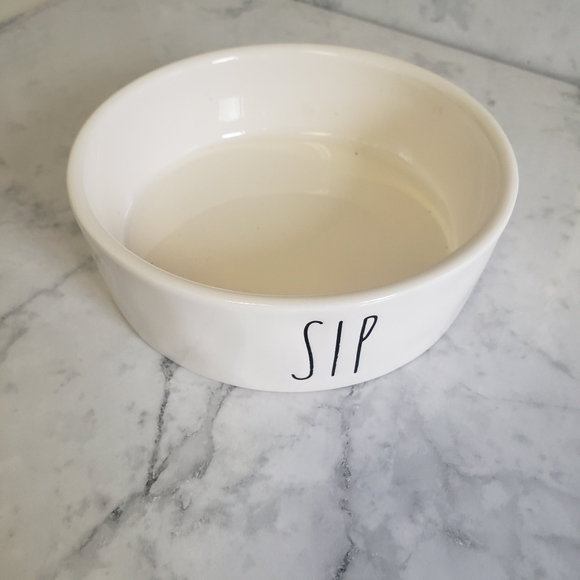 Rae Dunn pet animal dog cat white water sip bowl 6"